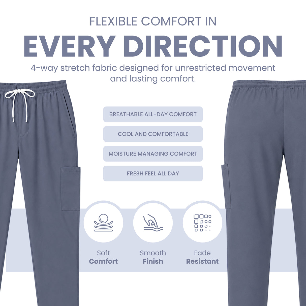 Men’s 4-Way Stretch Scrub Trousers Medical & Healthcare Workwear UK