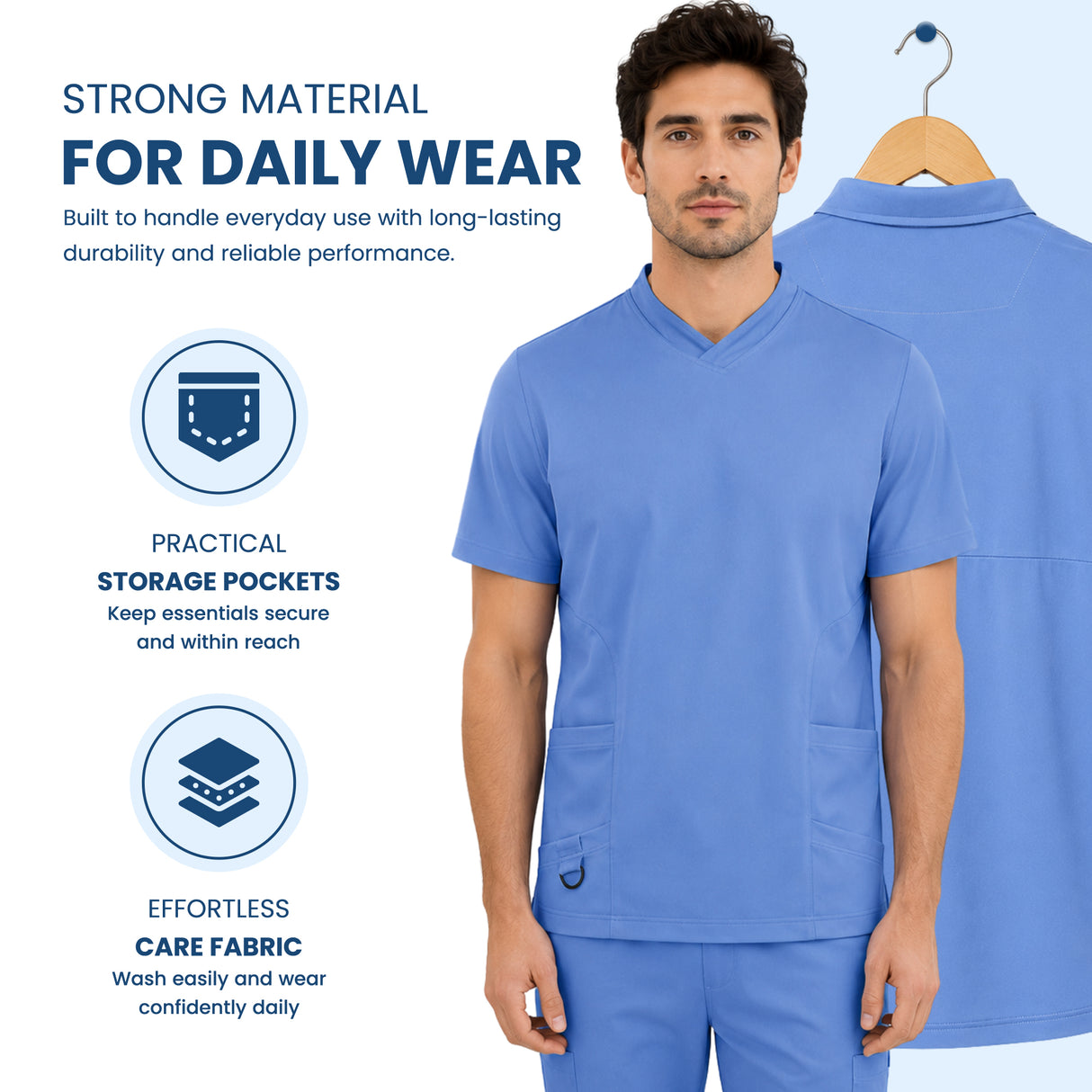 Uk Scrub Supply Men’s 4-Way Stretch Scrub Blue color Medical & Healthcare Uniform UK