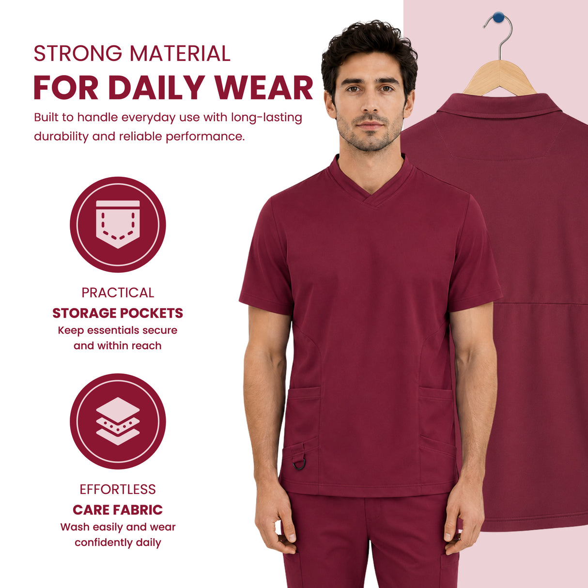 v neck scrub top ruby color