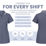 A promotional graphic for a short-sleeve scrub top showing front and back views on a white background with marketing text and feature icons. The product is a muted blue-gray scrub set with a small white contrast placket and collar trim. Women’s Medical Tunic Nursing & Healthcare Uniform UK scrub tops
scrubs clothing
nursing scrubs
medical uniforms
scrubs for sale
work scrubs
buy medical uniforms
female scrub tops
order scrubs
scrubs to purchase
cheap scrub tops
cotton scrubs uk
scrubs top
clothing scrubs
de