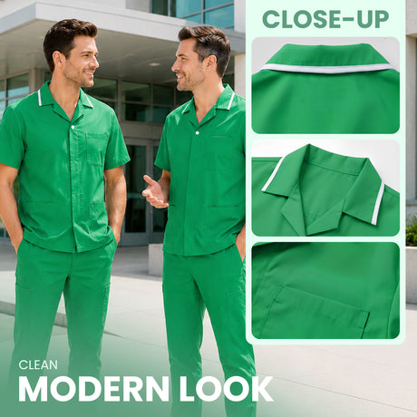 Uk Scrub Supply Green color tunic closeups.