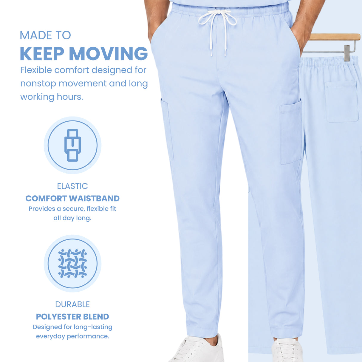 Men’s 4-Way Stretch Scrub Trousers Medical & Healthcare Workwear UK