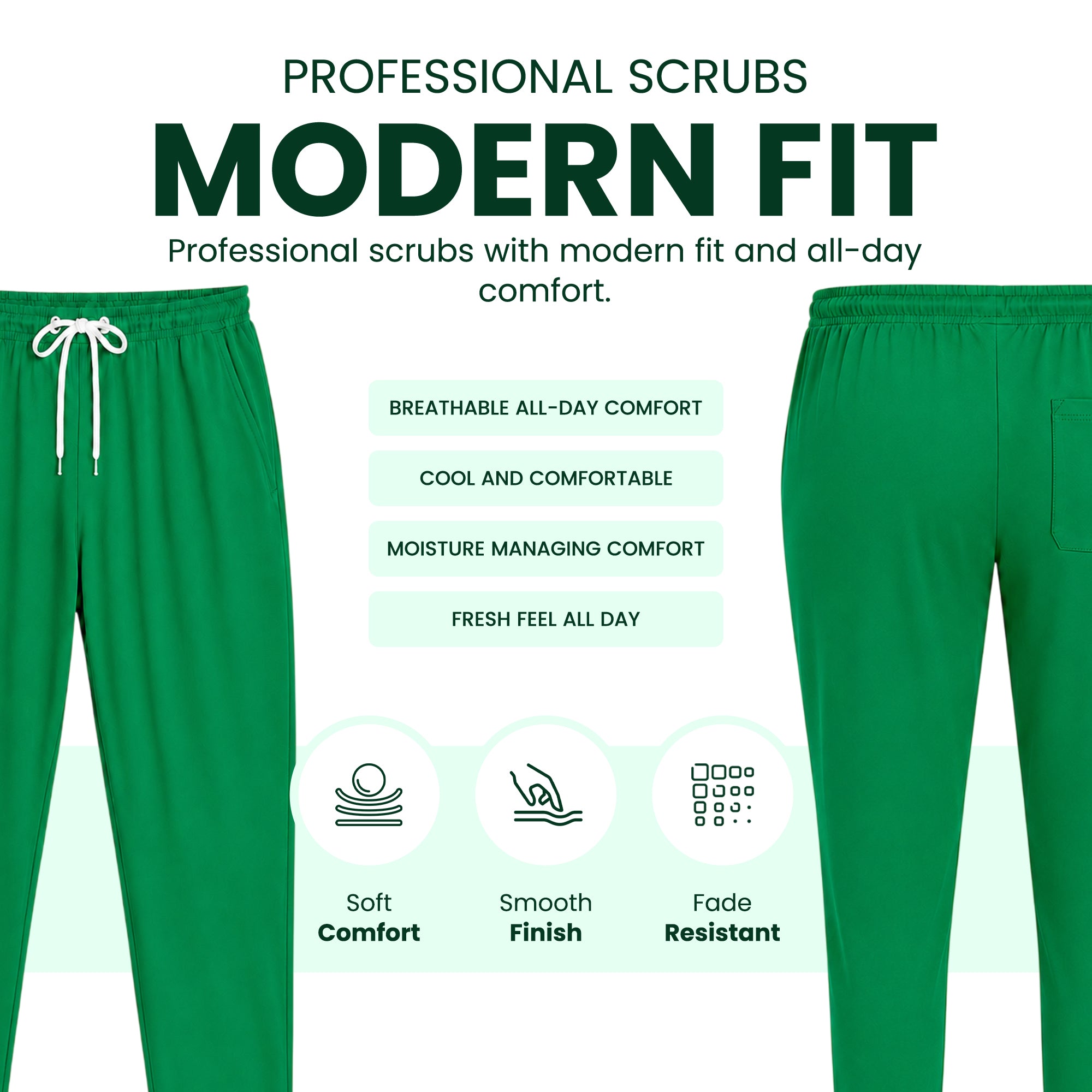 Women’s 4-Way Stretch Scrub Trousers Green Color