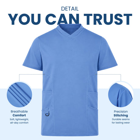 Uk Scrub Supply Men’s 4-Way Stretch Scrub Blue color Medical & Healthcare Uniform UK 
