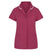 Pink short-sleeve shirt with white trim on a white background
