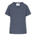 Blue scrub top with a V-neck and two pockets on a white background
