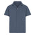 Navy blue short-sleeve work shirt with white trim on a white background