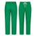 Uk Scrub Supply Green scrub pants shown from the front and back, featuring an elastic waistband, white drawstring, and side pockets on a plain white background.