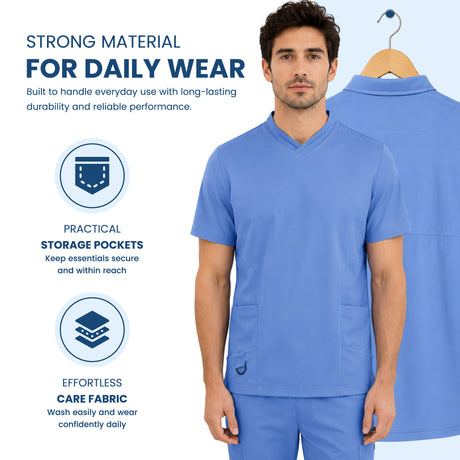 Uk Scrub Supply Men’s 4-Way Stretch Scrub Blue color Medical & Healthcare Uniform UK 
