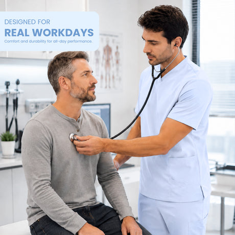 Uk Scrub Supply Men’s 4-Way Stretch Scrub Sky Blue color Medical & Healthcare Uniform UK, Green Color Scrub, Men sky blue color scrub top, Sky Blue Color Scrub top, Scrub top, best scrub top near me.