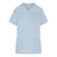 A unisex scrub top in blue color with V-neck design, one chest pocket, and two lower front hip pockets.