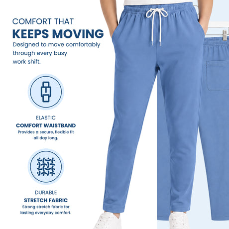 Women’s 4-Way Stretch Scrub TrousersLight Blue Color Medical & Healthcare Uniform UK