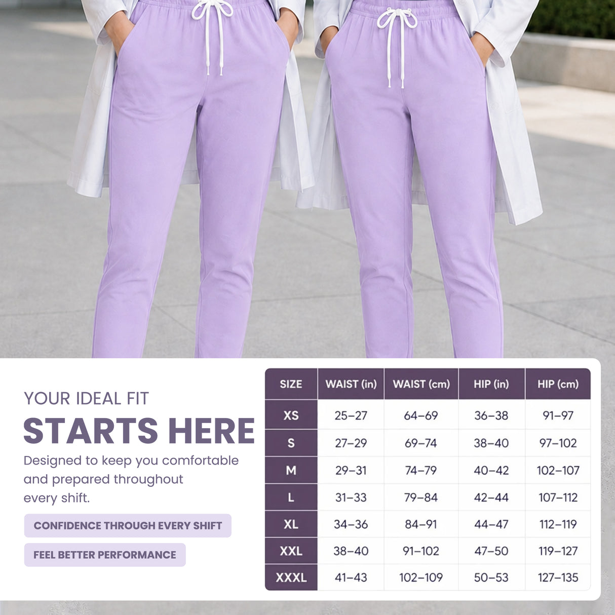 Women’s 4-Way Stretch Scrub Trousers tilac Color