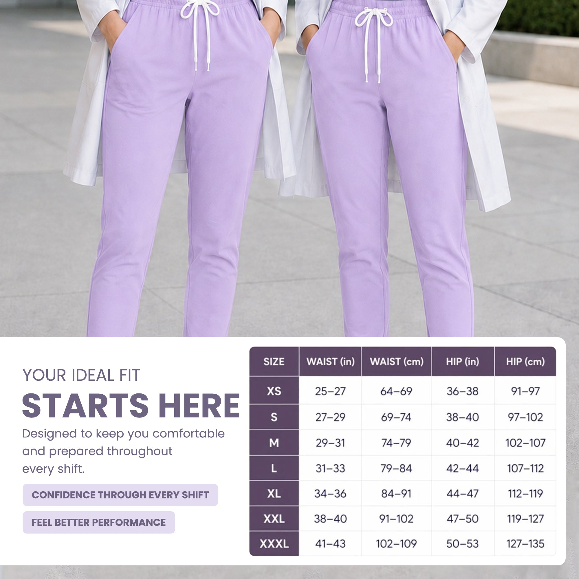 Women’s 4-Way Stretch Scrub Trousers tilac Color