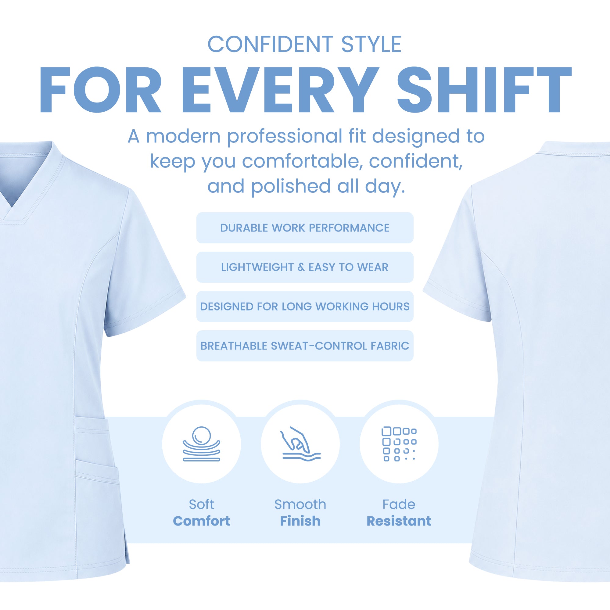 Women’s 4-Way Stretch Scrub light blue color Medical & Healthcare Uniform UK