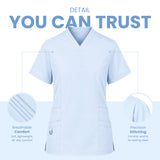 Women’s 4-Way Stretch Scrub & V-neck light blue color Medical & Healthcare Uniform UK 