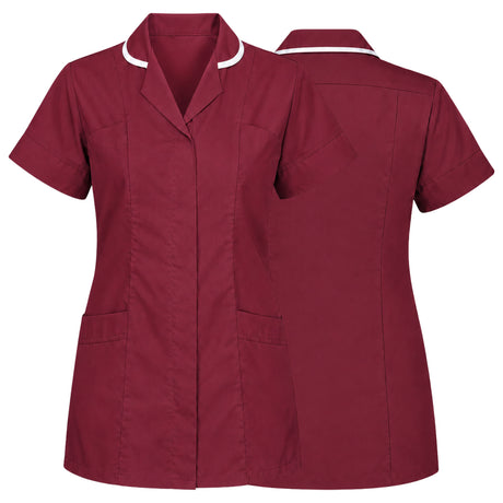 A short-sleeve medical scrub top shown from both the front and back views. The scrub top is a deep burgundy red with a contrasting white piping trim along the collar. Women’s Medical Tunic Nursing & Healthcare Uniform UK scrub tops
scrubs clothing
nursing scrubs
medical uniforms
scrubs for sale
work scrubs
buy medical uniforms
female scrub tops
order scrubs
scrubs to purchase
cheap scrub tops
cotton scrubs uk
scrubs top
clothing scrubs
dental workwear
for sale scrubs
