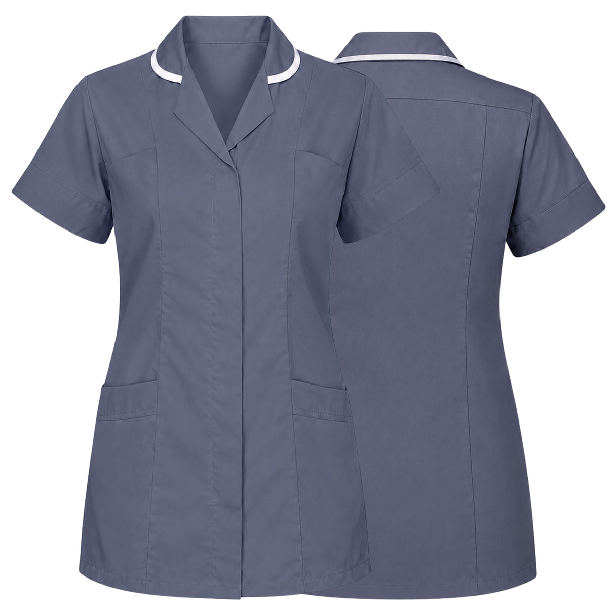 A women's short-sleeve medical scrub top shown from both the front and back views. The scrub top is a muted slate blue-gray color with a contrasting white piping trim along the collar.Women’s Medical Tunic Nursing & Healthcare Uniform UK scrub tops
scrubs clothing
nursing scrubs
medical uniforms
scrubs for sale
work scrubs
buy medical uniforms
female scrub tops
order scrubs
scrubs to purchase
cheap scrub tops
cotton scrubs uk
scrubs top
clothing scrubs
dental workwear
for sale scrubs
