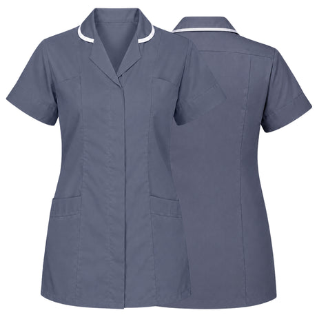 A women's short-sleeve medical scrub top shown from both the front and back views. The scrub top is a muted slate blue-gray color with a contrasting white piping trim along the collar.Women’s Medical Tunic Nursing & Healthcare Uniform UK scrub tops
scrubs clothing
nursing scrubs
medical uniforms
scrubs for sale
work scrubs
buy medical uniforms
female scrub tops
order scrubs
scrubs to purchase
cheap scrub tops
cotton scrubs uk
scrubs top
clothing scrubs
dental workwear
for sale scrubs
