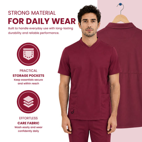 v neck scrub top ruby color 